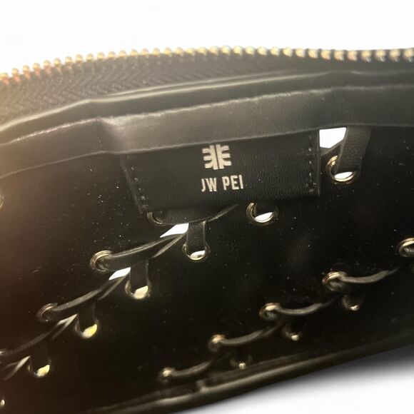 JW PEI Black Leather Eva Shoulder Bag Criss Cross Tie Up Silver Handbag - Picture 4 of 4